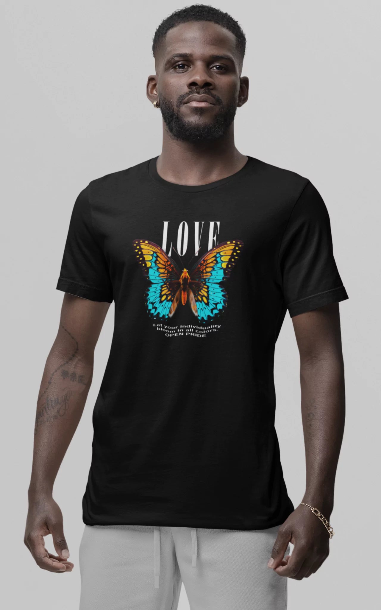 Basic T-Shirt Pride Love Butterfly black