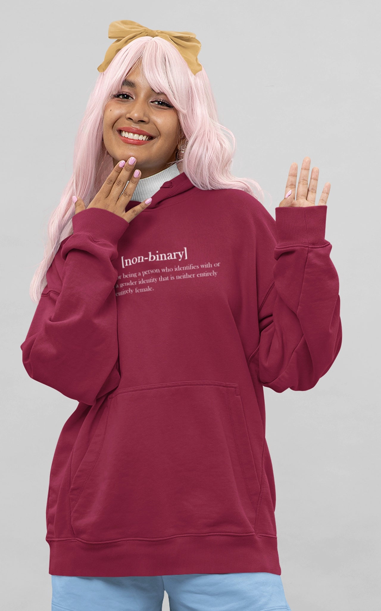 Bordeaux roter Premium Organic Hoodie non-binary definition