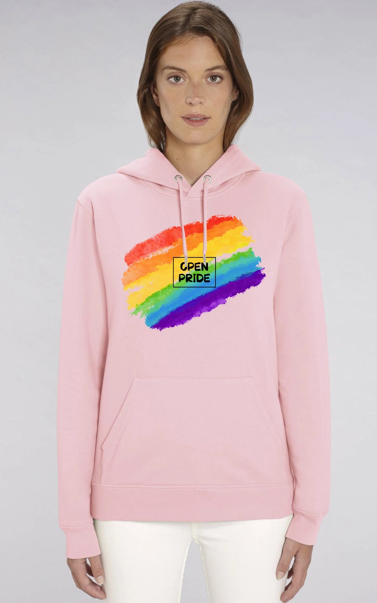 Basic Organic Pride Hoodie Rainbow pink