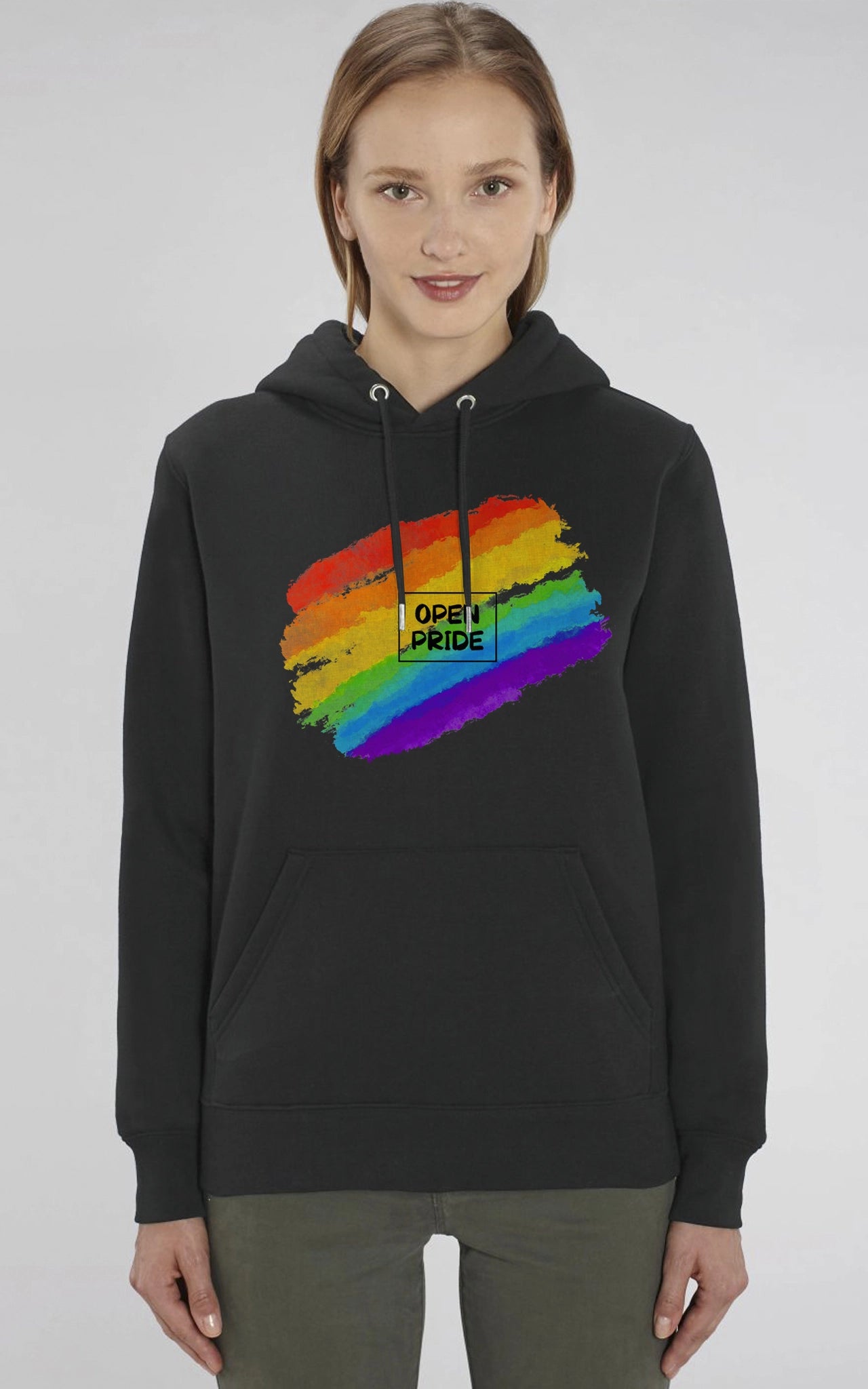 Basic Organic Pride Hoodie Rainbow schwarz