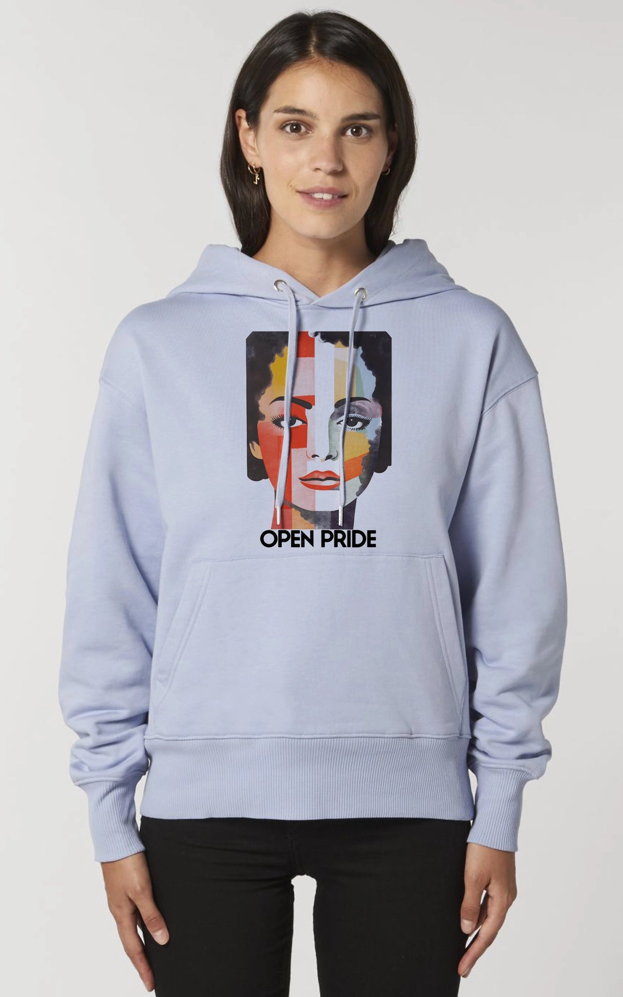 Premium Organic Hoodie Pride Face arktikblau