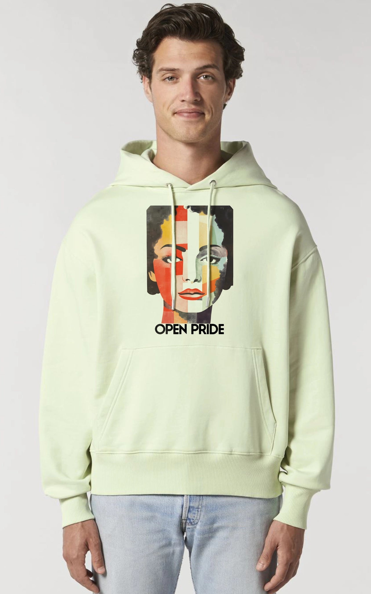 Premium Organic Hoodie Pride Face mint