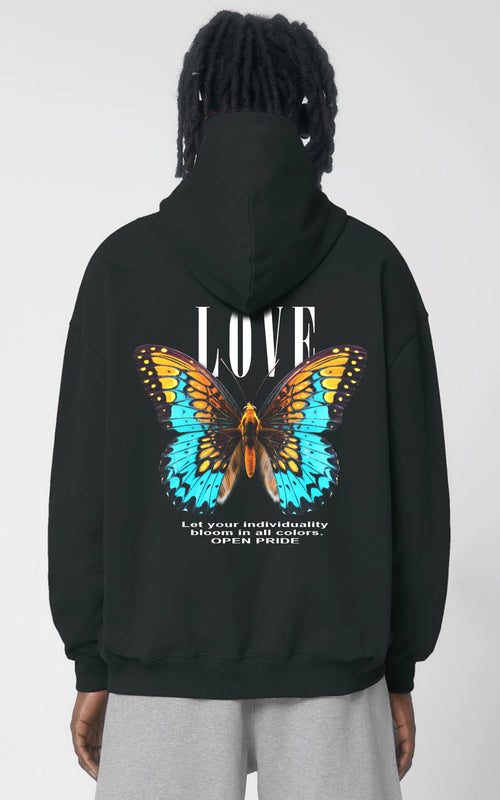 Oversized Organic Hoodie Pride Love Butterfly