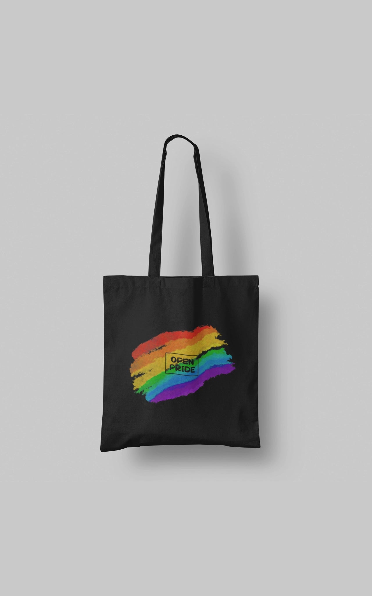 Baumwolltasche Jutebeutel Open Pride Regenbogen 100% Bio-Baumwolle schwarz