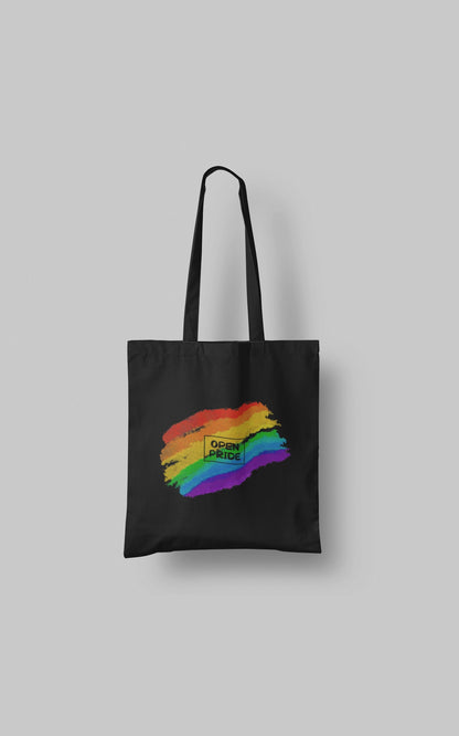 Baumwolltasche Jutebeutel Open Pride Regenbogen 100% Bio-Baumwolle schwarz