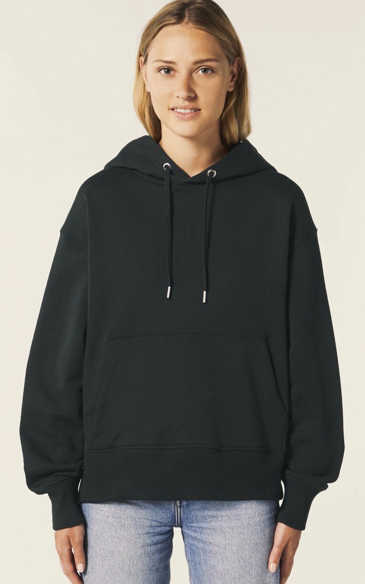 black Oversized Hoodie Happy Cherubs Front