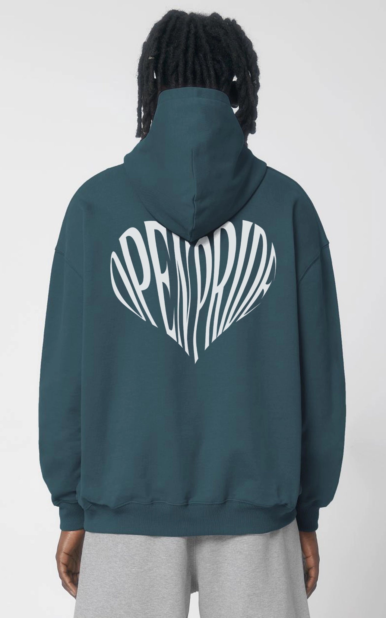 Oversized Pride Hoodie Heavy Heart petrol