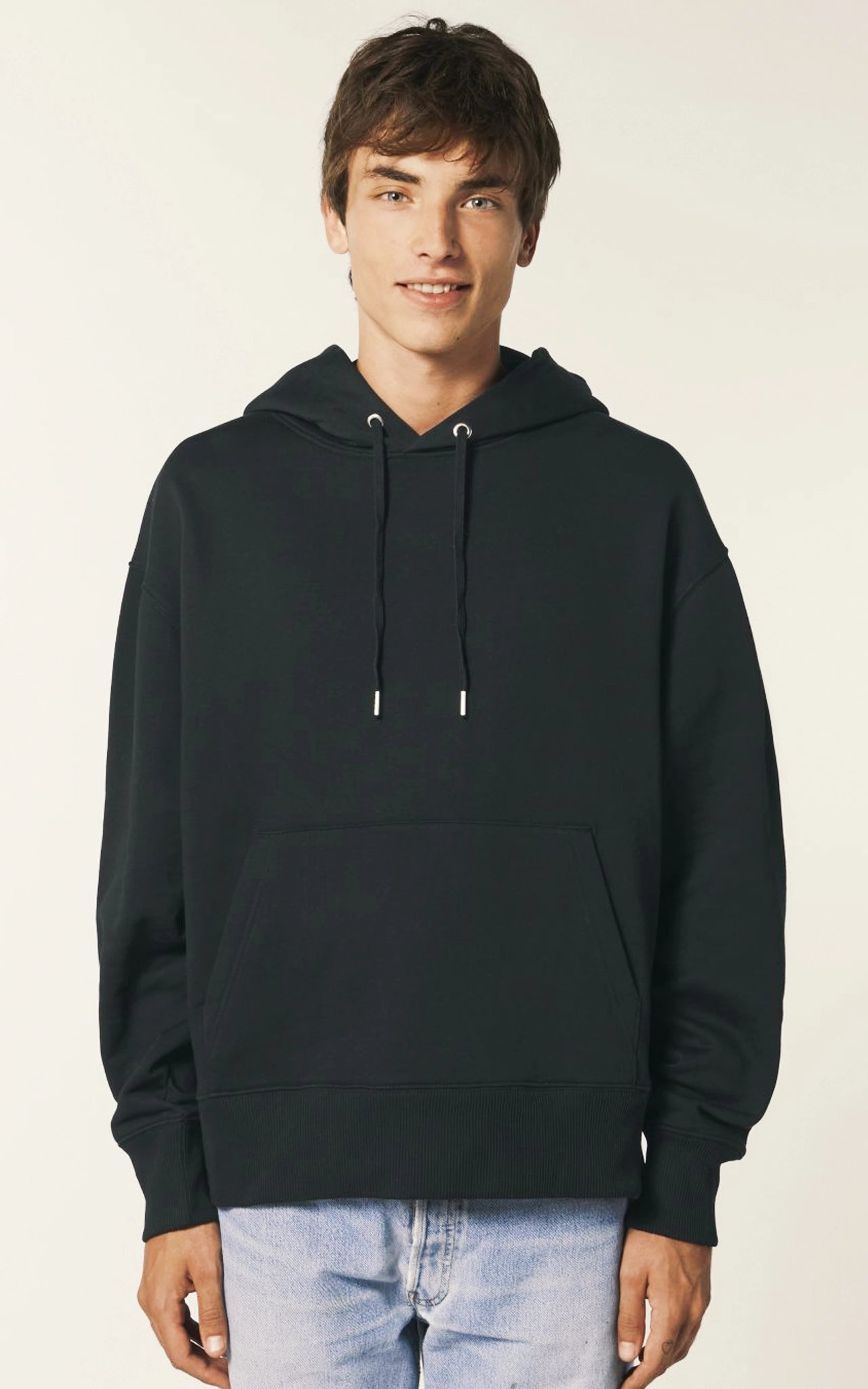 schwarzer Oversized Hoodie No Money but Love aus Bio-Baumwolle