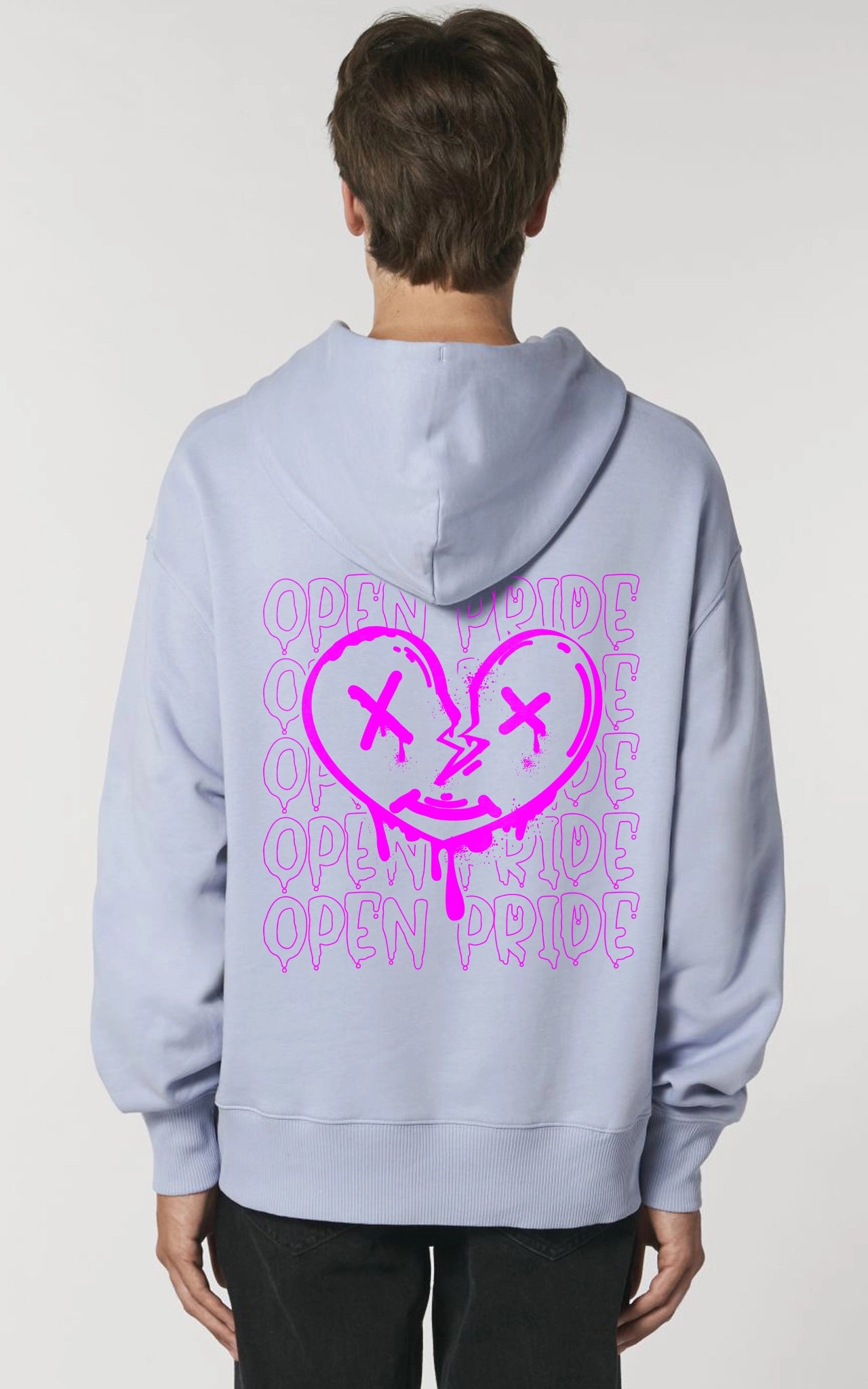 Urban Heart Hoodie Rückansicht mit Graffiti Herz arktikblau