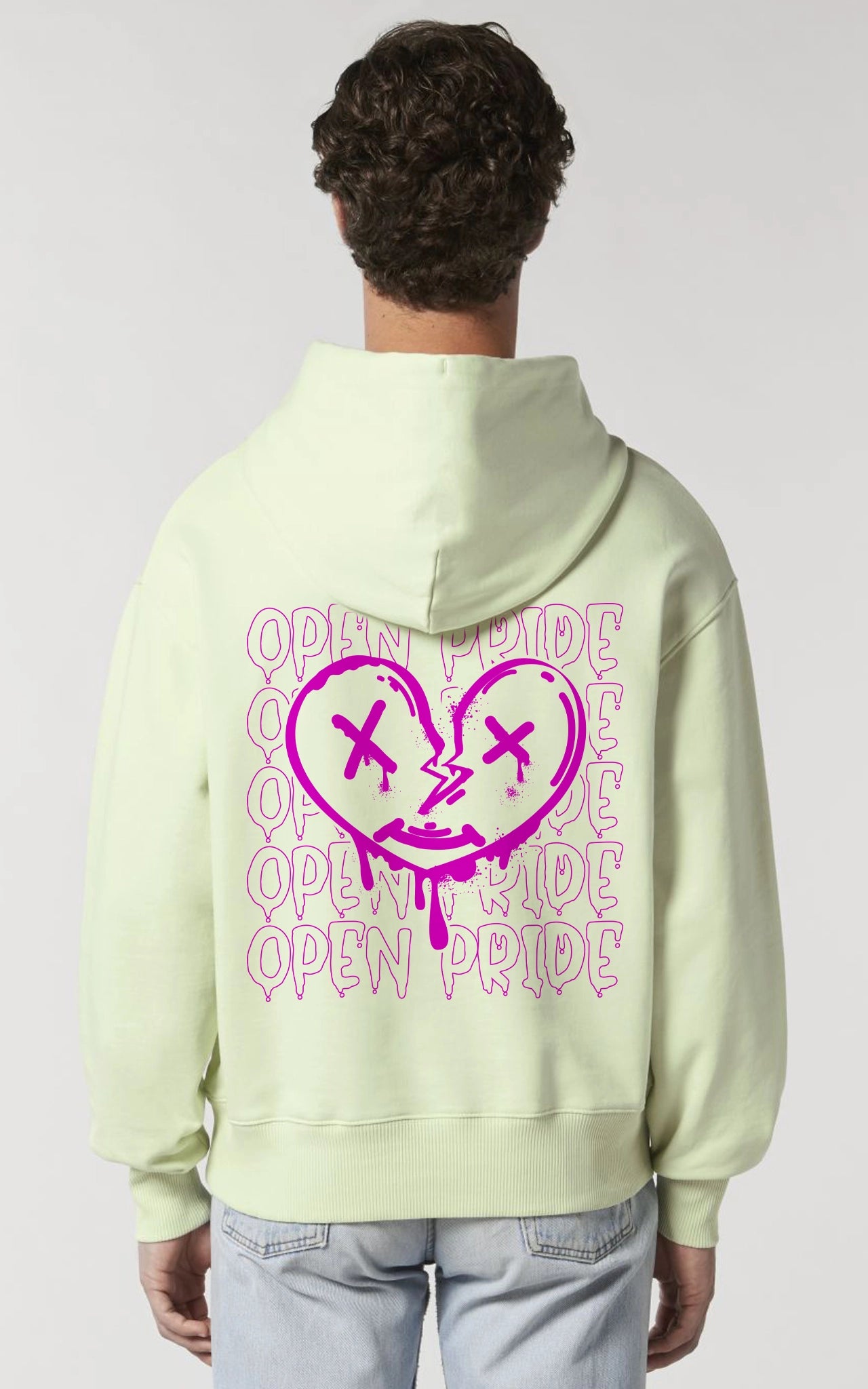 Urban Heart Hoodie Rückansicht mit Graffiti Herz mint