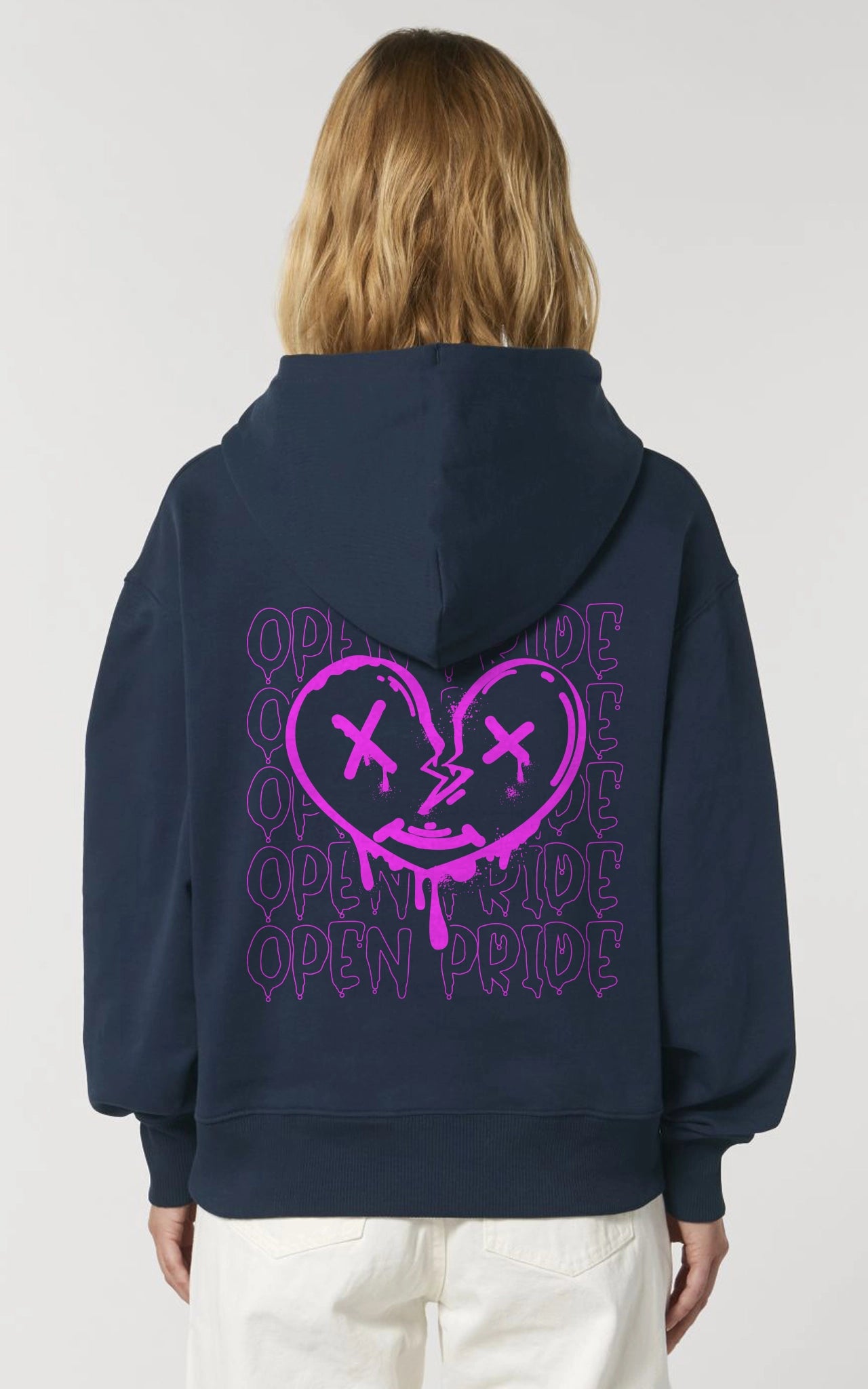 Urban Heart Hoodie Rückansicht mit Graffiti Herz Navy blau