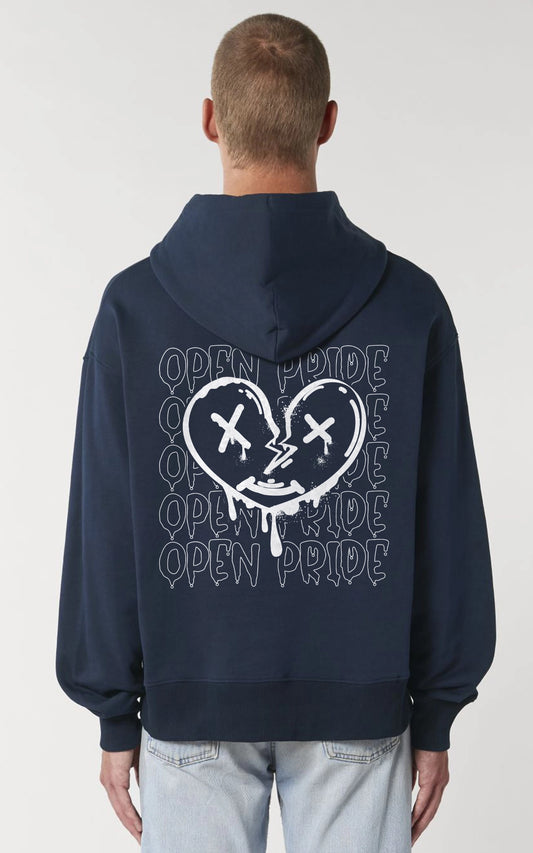 blauer Urban Heart Oversized Hoodie - Street Art Graffiti Design