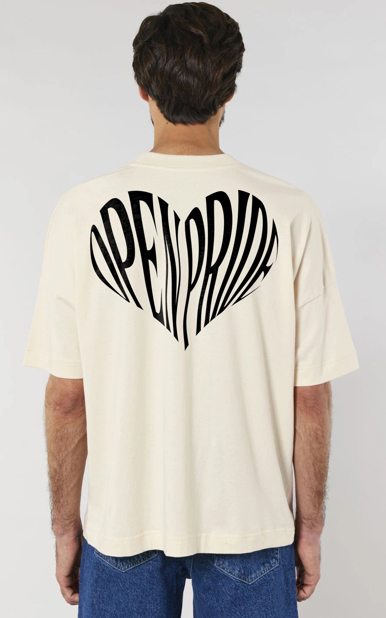 Oversized Open Pride Heart Tee beige