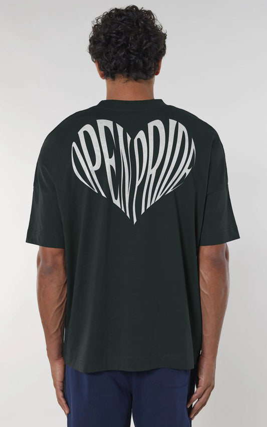 schwarzes Oversized Open Pride Heart Tee