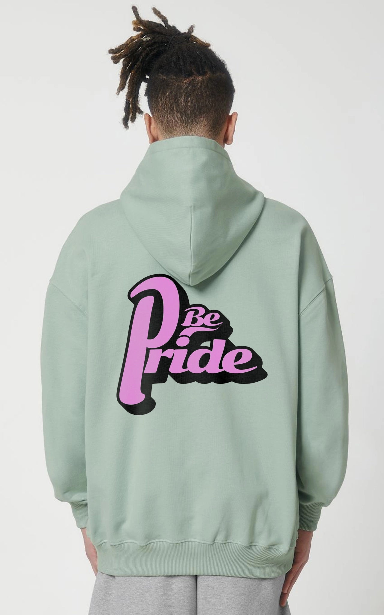 Oversized Organic Hoodie Be Pride aloe hellgrün