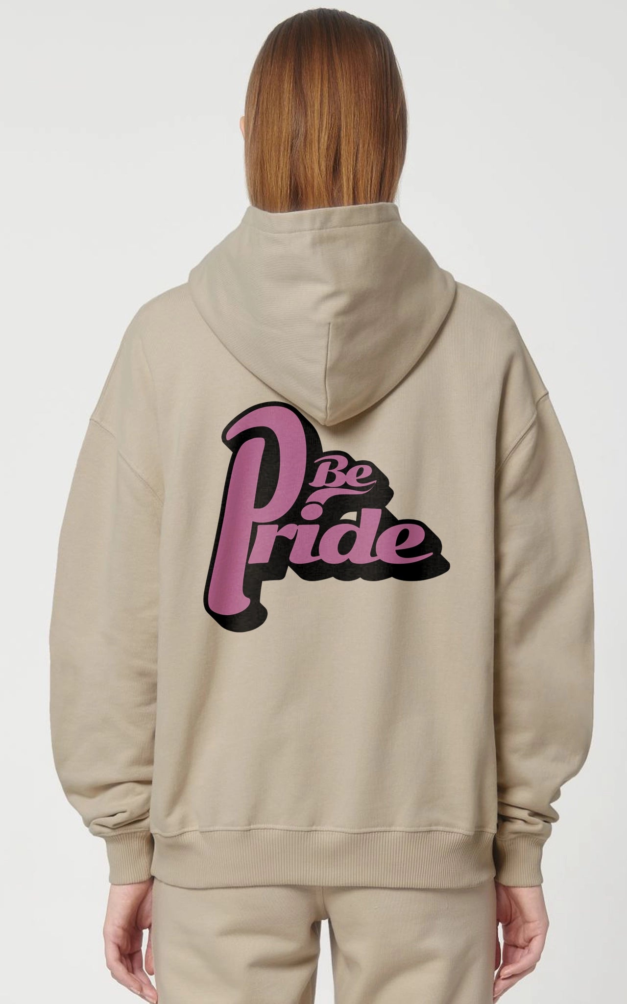 Oversized Organic Hoodie Be Pride beige