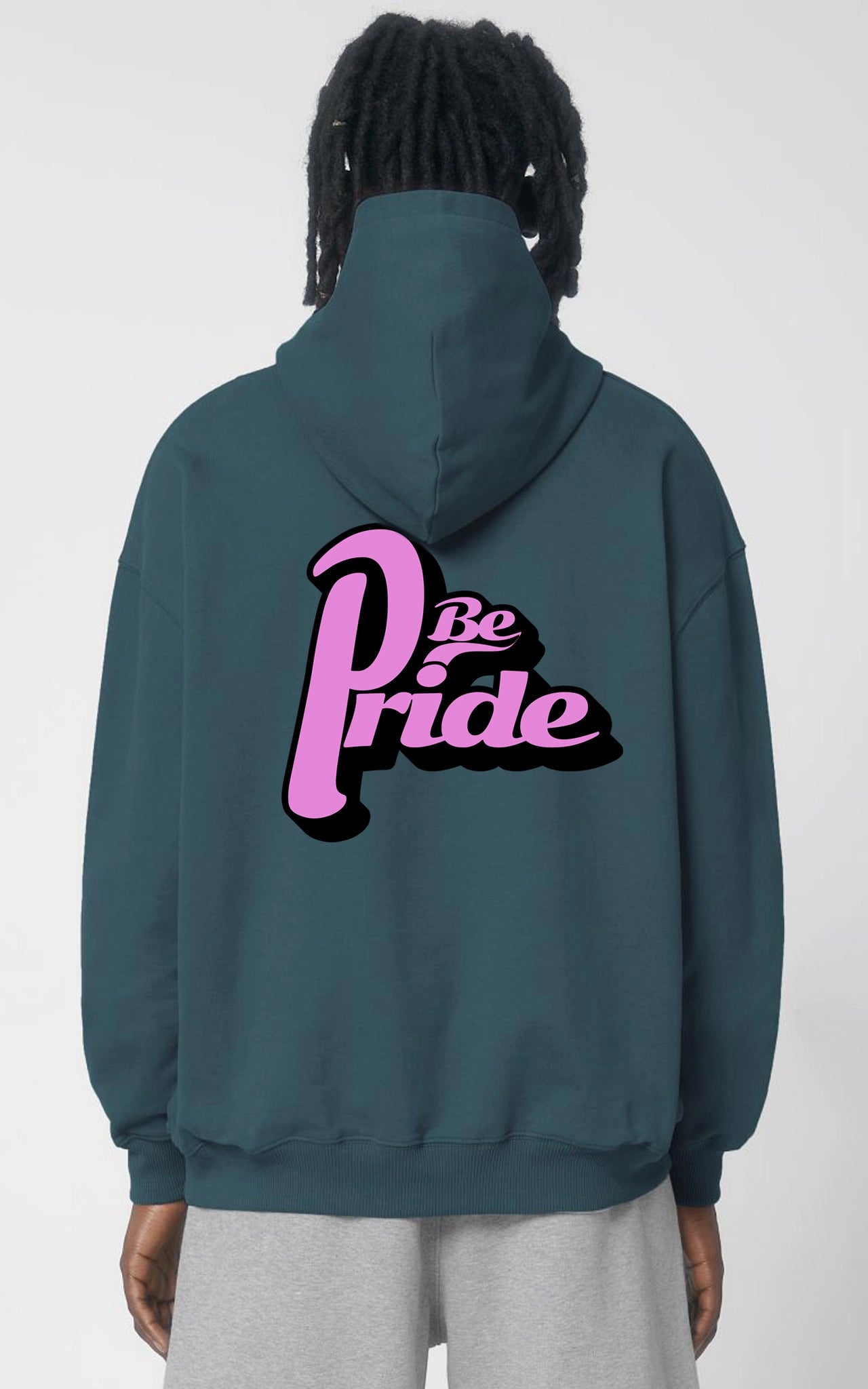 Oversized Organic Hoodie Be Pride petrol