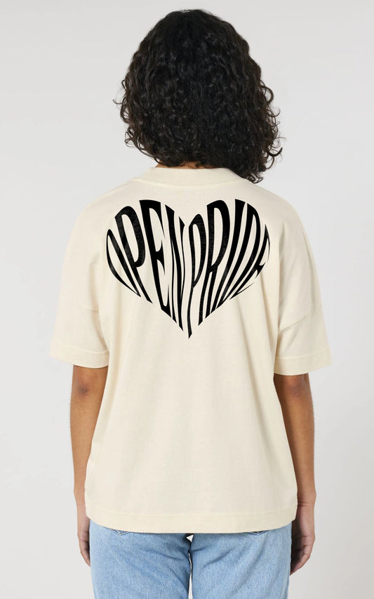 beiges Oversized Open Pride Heart Tee