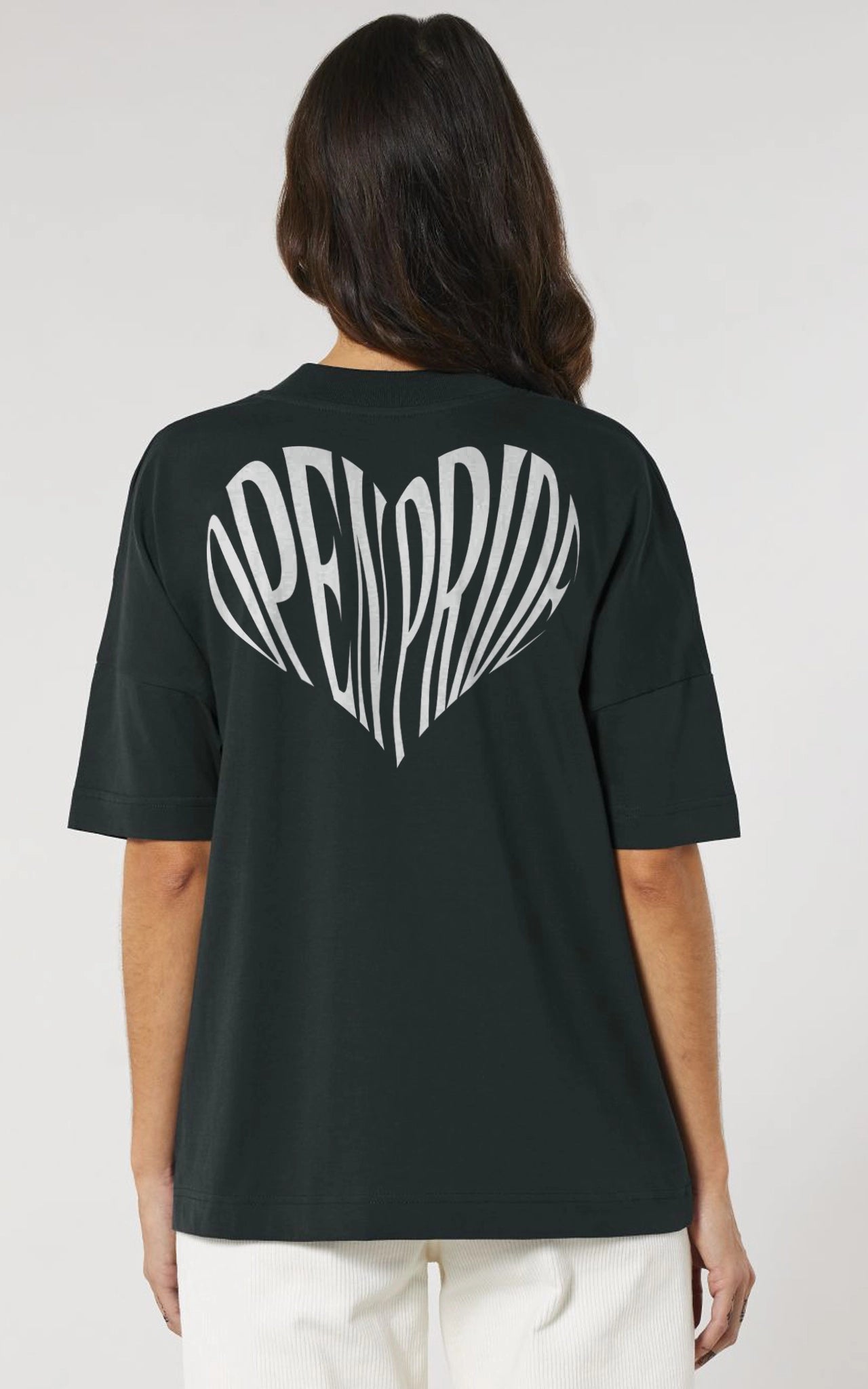 Oversized Open Pride Heart Tee schwarz