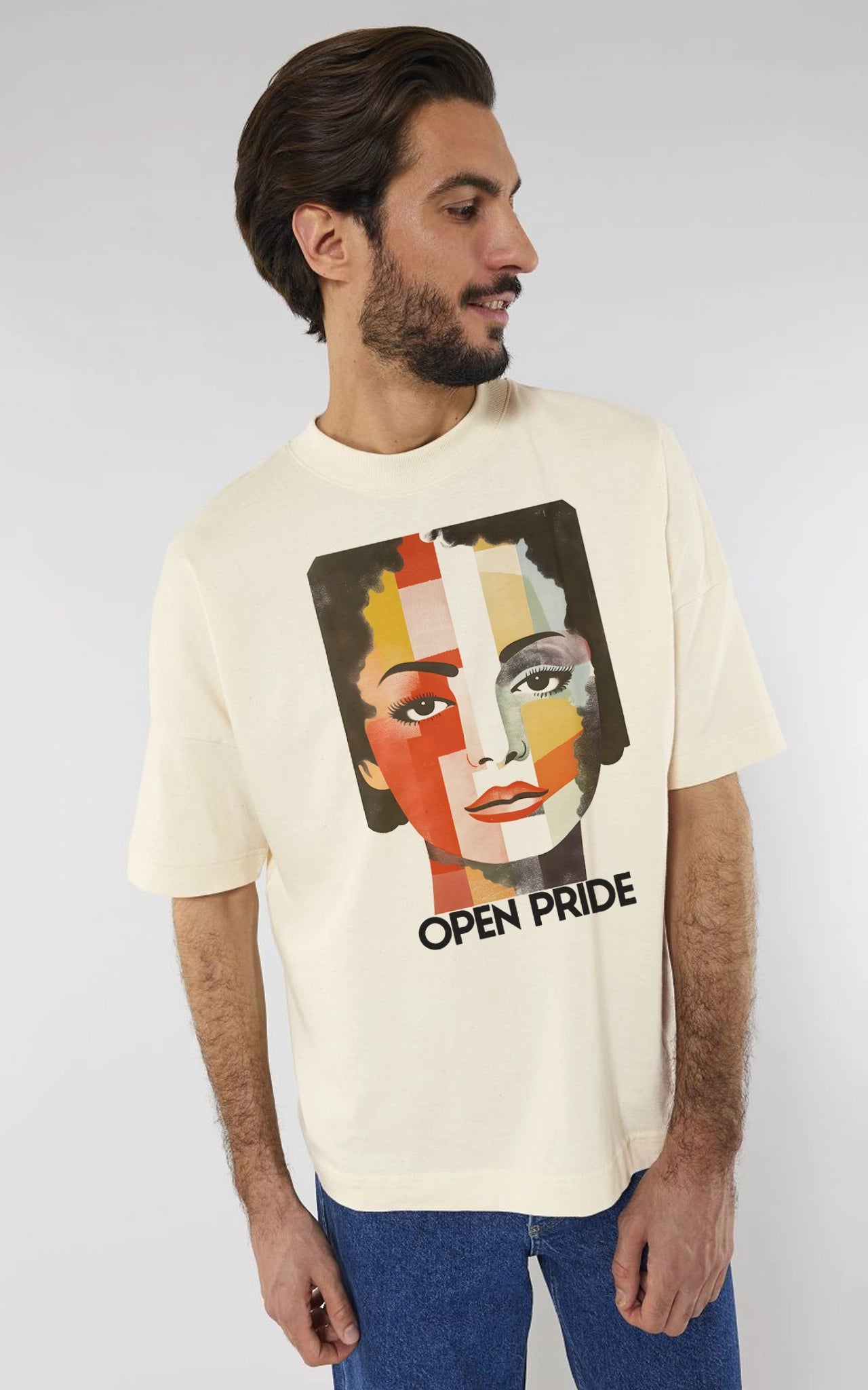 beiges organic Oversized T-Shirt Pride Face