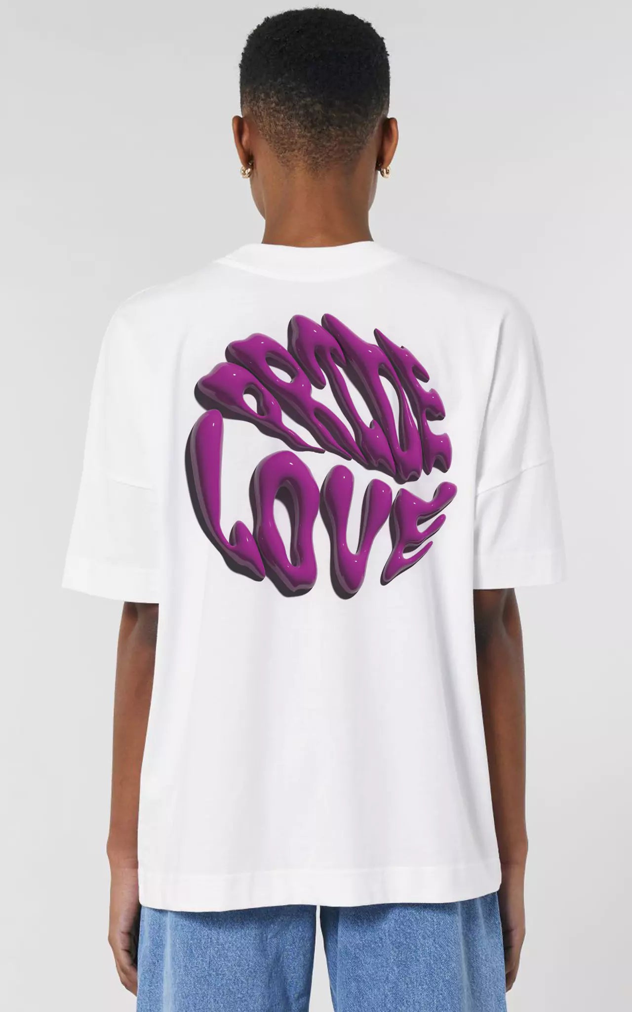 weißes Oversized T-Shirt Pride Love