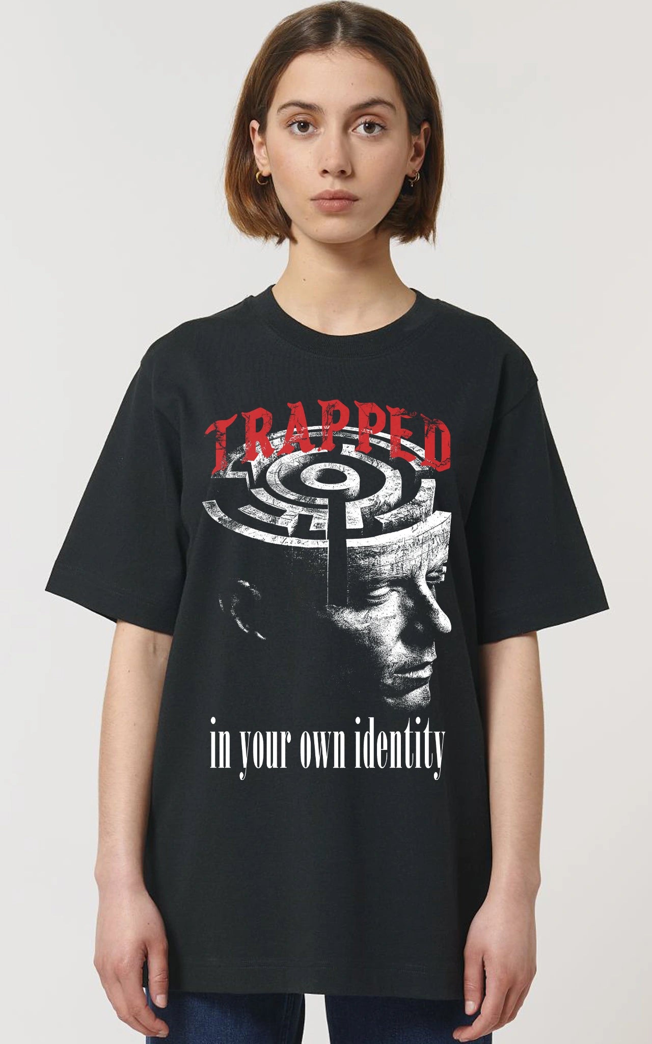 Symbolisches T-Shirt: Kopf mit großem Labyrinth