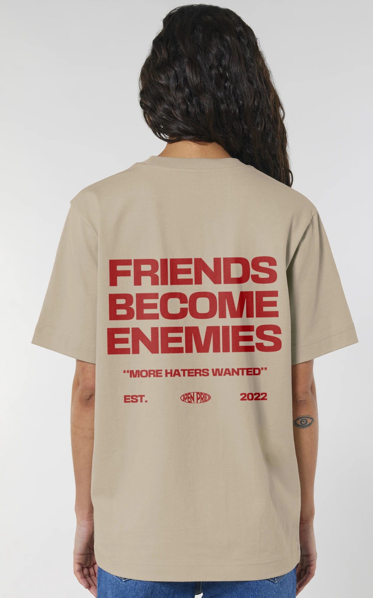 backprint friends become enemies statement tshirt