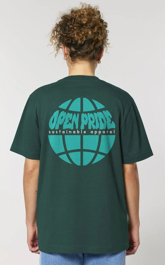 Basic T-Shirt Globe von Open Pride in Grün