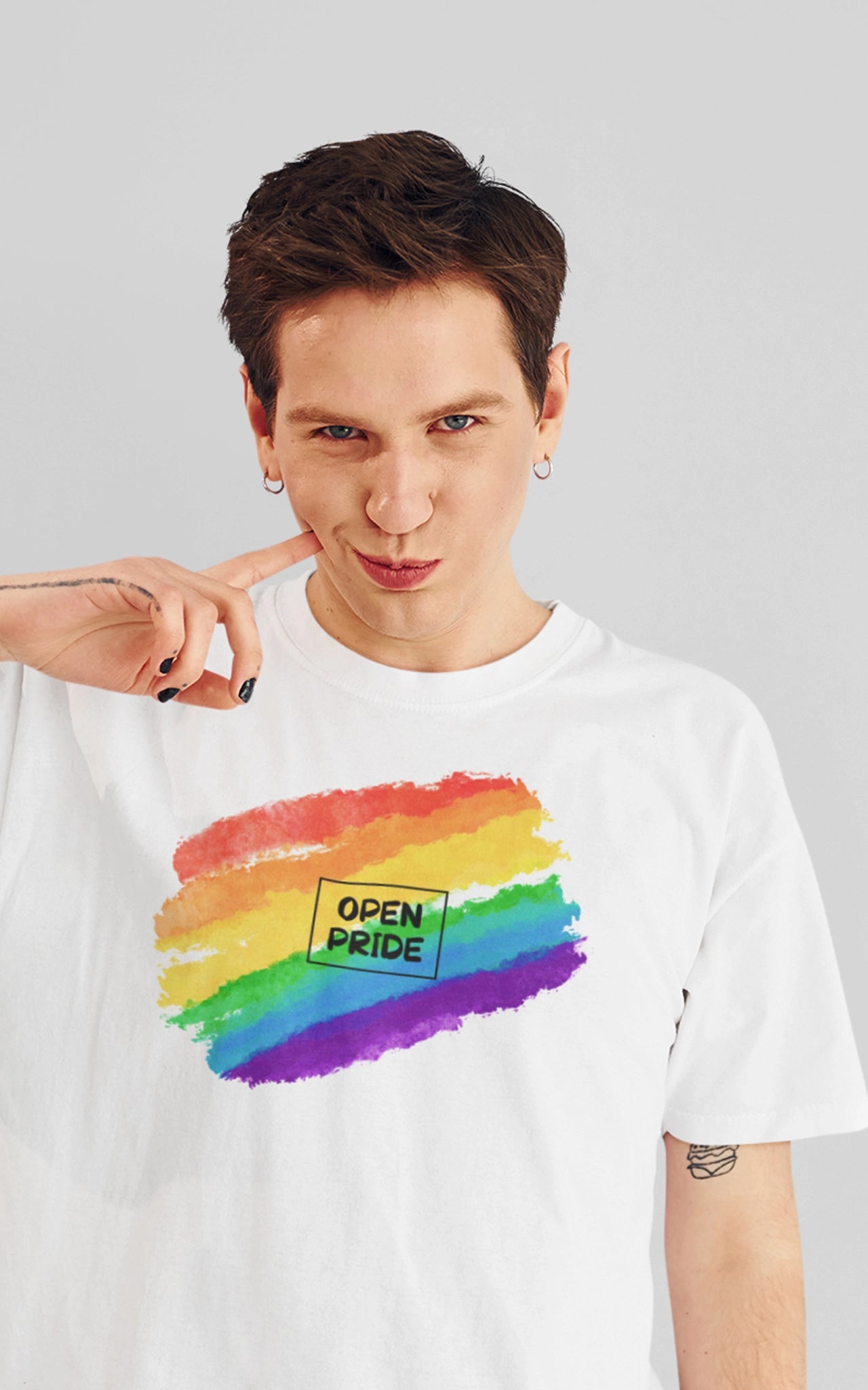 weißes Basic Organic T-Shirt Pride Rainbow - Watercolor Regenbogen