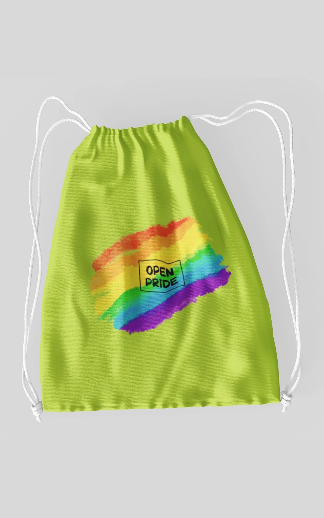 Limetten Grüner Baumwoll Turnbeutel Open Pride Rainbow