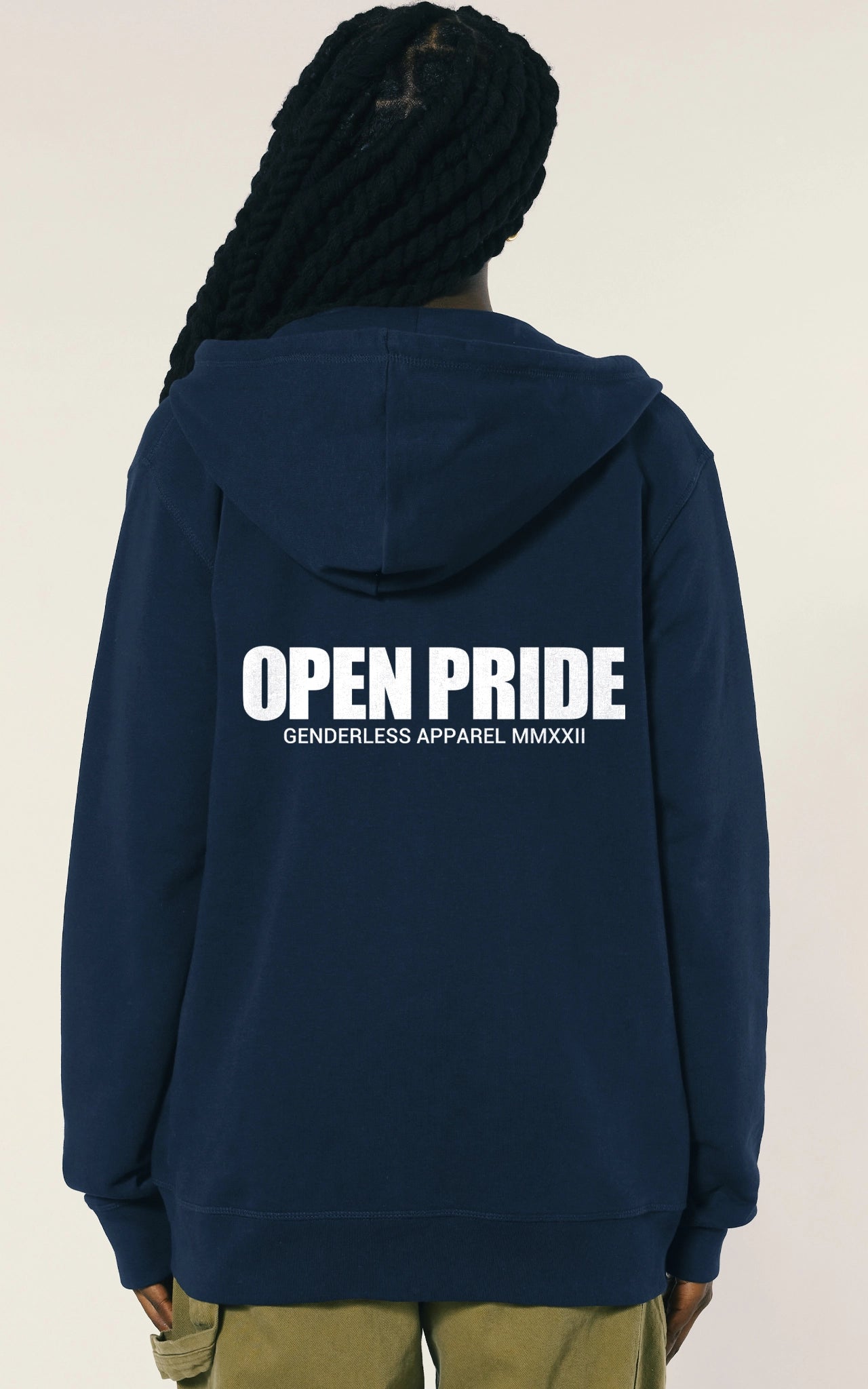 OPEN PRIDE Navy Blue Genderneutraler streetwear Zip Hoodie