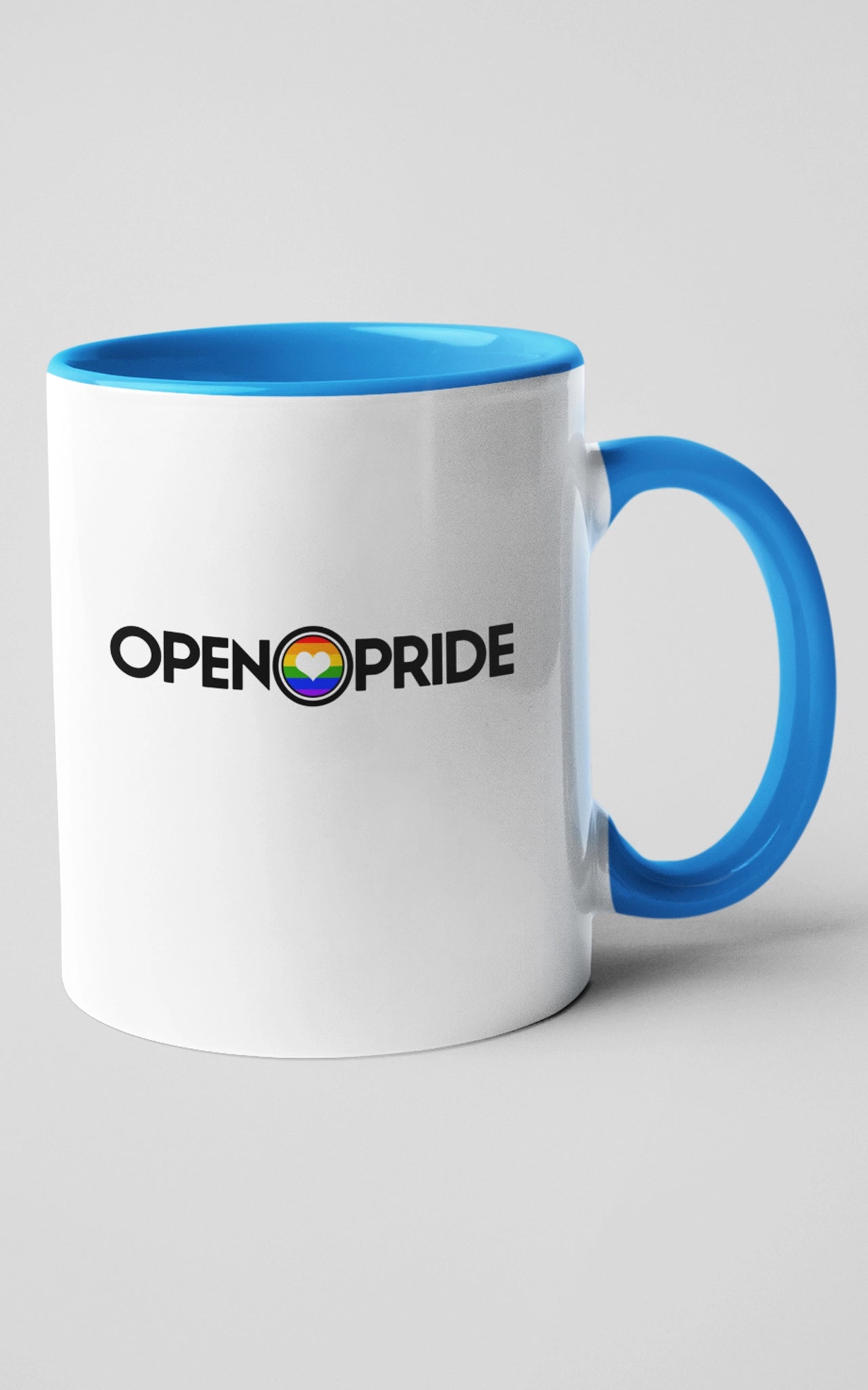 Zweifarbige Keramiktasse Open Pride blau