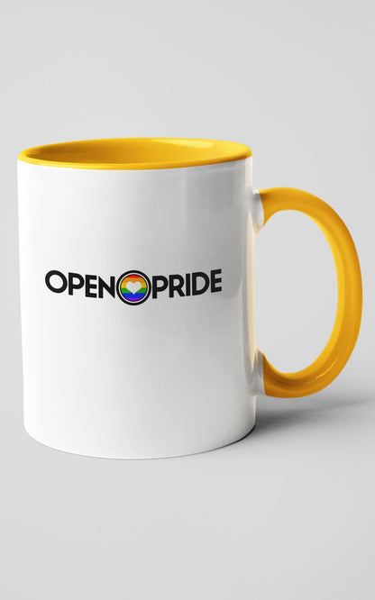 Zweifarbige Keramiktasse Open Pride gelb