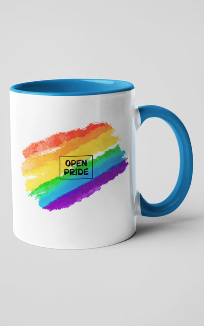 Zweifarbige Tasse OPEN PRIDE Regenbogen