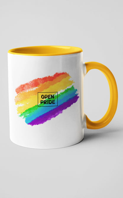 Zweifarbige Tasse OPEN PRIDE Regenbogen