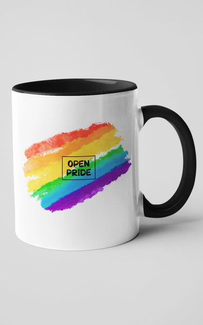 Zweifarbige Tasse OPEN PRIDE Regenbogen